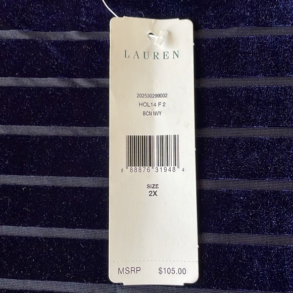 NWT Ralph Lauren Velvet Navy Striped Top - Picture 5 of 6